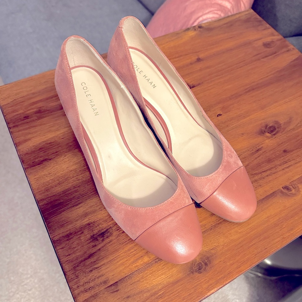 Cole Haan Women Go-To Block Heel Pump in Pink Suede (Size 7)